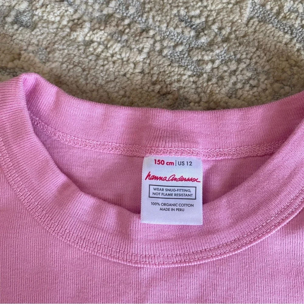 Hanna Andersson Long John Pajama Set Pink Bunny Print Long Sleeve Organic Cotton